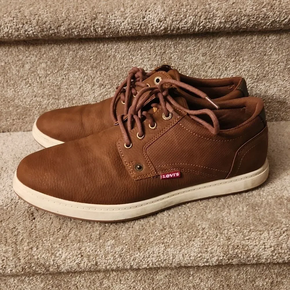 Levi's Men's Brown Faux Leather Lace-Up Loafer Shoes Size 10.5